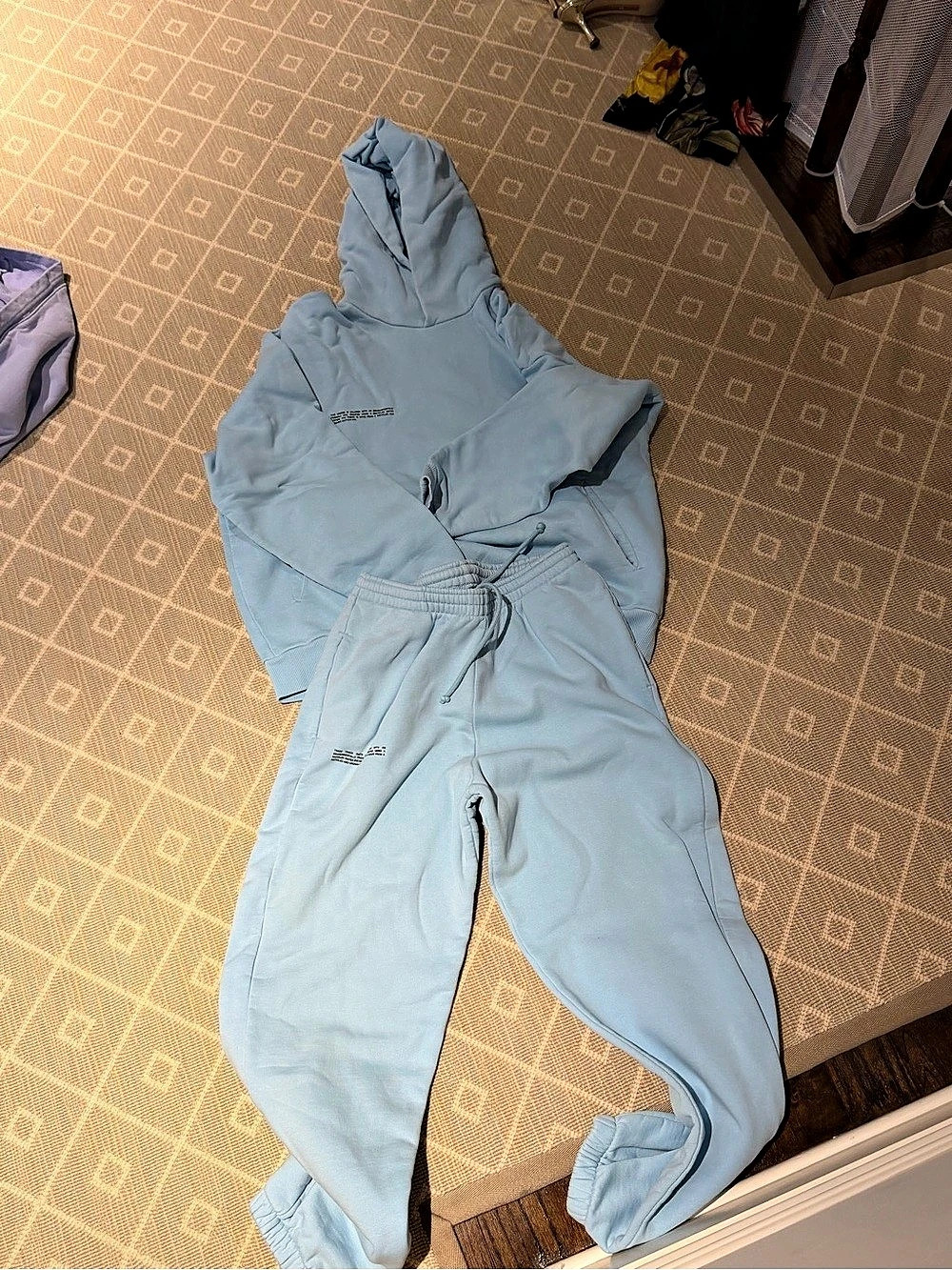 PANGAIA 365 Organic Cotton Hoodie and Track Pants Set Blue Medium